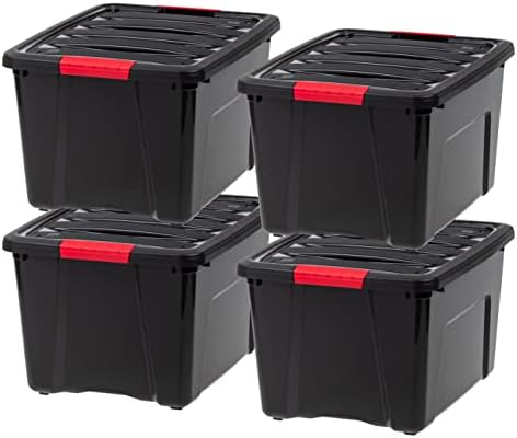 IRIS USA 4-Pack 40 Quart Storage Bins with Lids, Black by IRISUSA