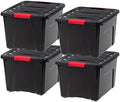 IRIS USA 4-Pack 40 Quart Storage Bins with Lids, Black by IRISUSA