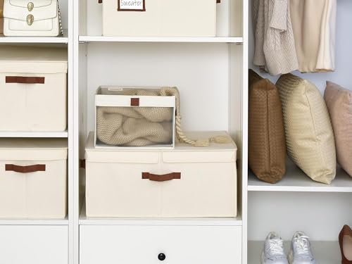 StorageWorks Large Decorative Storage Boxes with Lids, Oatmeal Beige - Image 4
