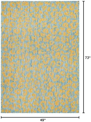 Unique Loom Outdoor Safari Collection Area Rug - Leopard (4' 1" x 6' 1" Rectangle, Blue Yellow/ Blue) - Image 2