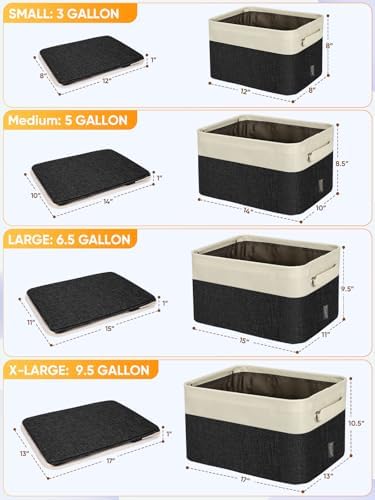 BALEINE 4 Pack Fabric Closet Storage Bins for Shelves, Linen Closet Organizers and Storage, Decorative Baskets for Organizing, Shelf, Clothes, Home, Office (Black, 17''x13''x10.5'') - Image 2