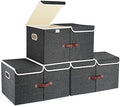 TYEERS Extra Large Collapsible Storage Bins with Lids and Compartments, Washable, Fabric Storage Boxes, 21.7x13x11.8 inches, 3 Pack, Black by StorageOrganization
