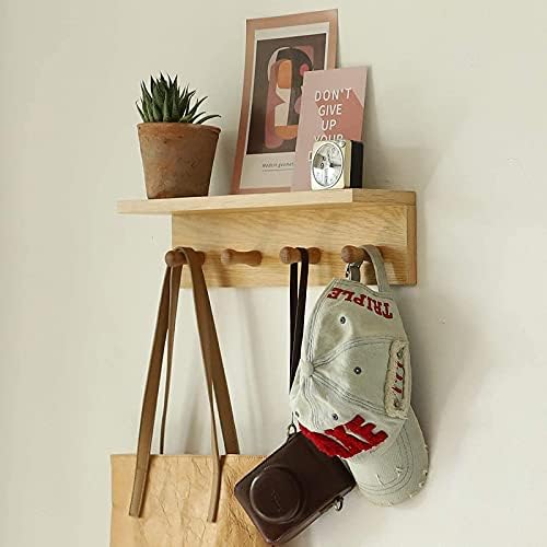 Entryway Coat Rack Hooks with Shelf, Sturdy Wooden Floating WallOrganizer Shelf with 4 Hooks siutable for Entrance, Mudroom, Kitchen, Bathroom,.etc(2pc-Oak Finish) - Image 7