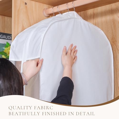 Univivi 32 Inch Cotton Hanging Garment Bag for Closet Storage 4 Pack, White - Image 4