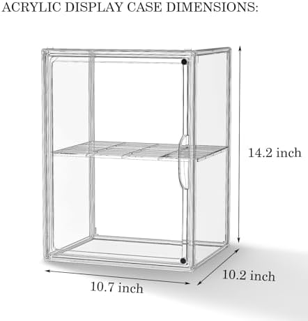 Acrylic Clear Display Case, Stackable Plastic Storage Bins with Shelf, Figure Figurine Hobby Display Case with Magnetic Lid, Large Acrylic Display Box for Collectibles, Figures, 2 Pack - Image 7