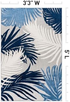 Rugshop Lucca Indoor/Outdoor Contemporary Floral Area Rug Navy 3'3" x 5' - Image 2
