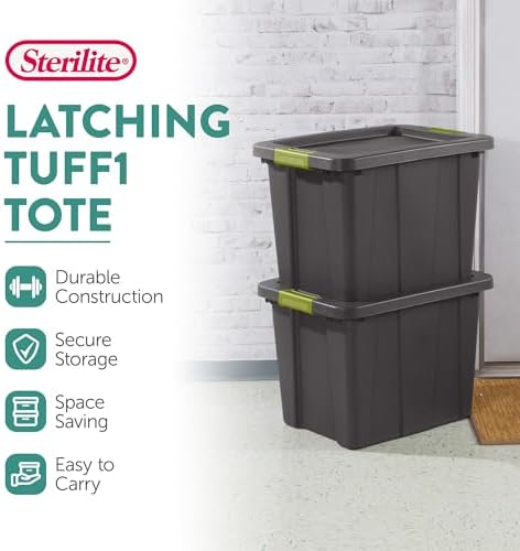 Sterilite Latching Tuff1 Tote Containers w/Lids, 18 Gallon, 12-Pack - Image 3