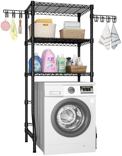 Ulif U8 Medium Laundry Room Storage Organizer, Over the Washer and Dryer Storage Shelves for Laundry Organization, 32.3”W x 17.3”D x 76.2”H, Suit Washing Machine Width within 29.9”, Hold 304 lb, Black by Ulif