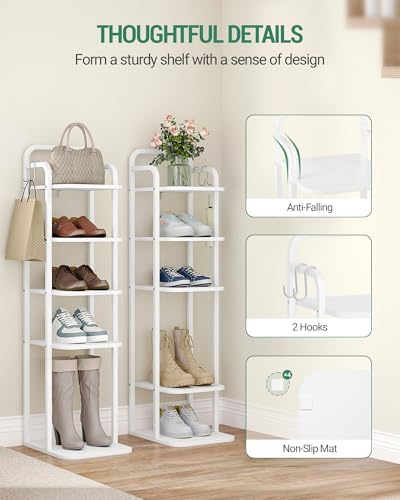 Hzuaneri 6 Tiers Vertical Shoe Rack, Tall Shoes Shelf with 2 Hooks - Image 3