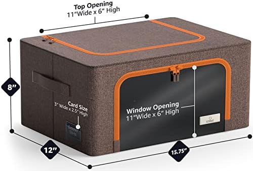 Sorbus Clothes Storage Bins, Clear Window & Handles (4 Pack, Brown) - Image 3