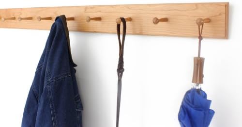 Cherry Shaker Peg Rack 4.5" Extra Wide (Natural, 46" x 4.5" with 8 pegs) - Image 2