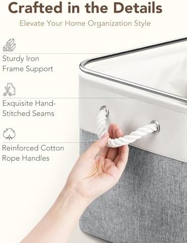 13x15x13 Inch Large Storage Bins with Cotton Rope Handles 6-Pack - Image 5