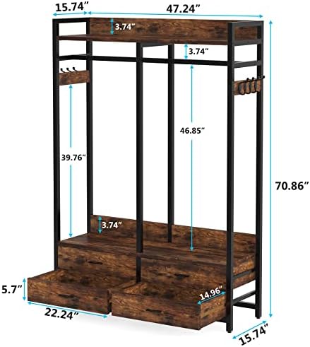 Tribesigns Freestanding Closet Organizer, Garment Rack with 4 Drawers - Image 3