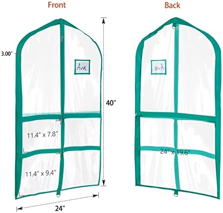 Univivi 40 Inch Dance Costume Bags for Dancers, Clear Blue-Green, 12 Pack - Image 3