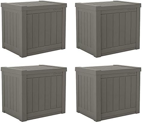 Suncast SS500ST 22 Gallon Small Resin Outdoor Patio Storage Deck Box (4 Pack) by Unknown