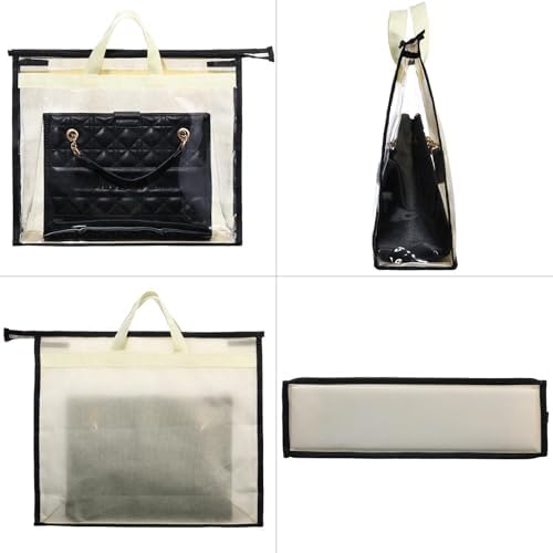 15 Packs Purse Storage Dust Bags for Handbags Clear Handbag Storage Purse Protector Bag Organizers for Handbags Cover Hanging Closet Organizer with Zipper and Handles, 3 Sizes - Image 4