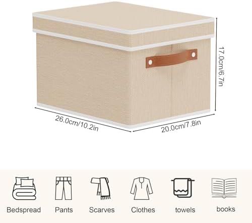 Beige Foldable Storage Bins,10.2×7.8×6.7 In,Shelf Baskets,5-Pack - Image 3