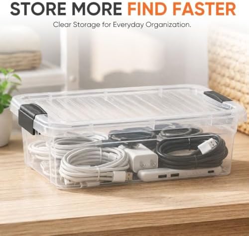 Superio 4.5 Quart Clear Plastic Storage Containers with Lids, Stackable Organizer Bins, BPA-Free Storage Boxes for Home, Office, Dorm & Classroom, 8 Pack - Image 2