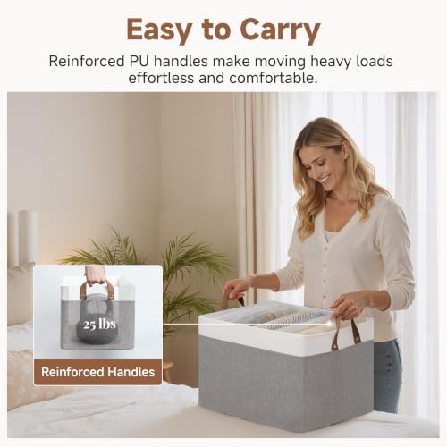 StorageWorks Fabric Storage Bins, Gray and White, Extra Large, 2-Pack - Image 5