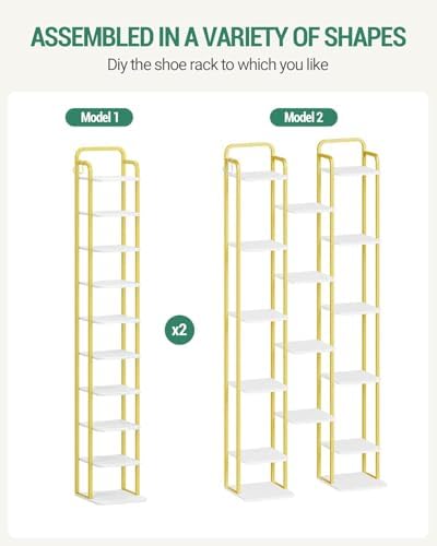 Hzuaneri 10 Tiers Vertical Shoe Rack, Tall Shoe Shelf with 2 Hooks - Image 5