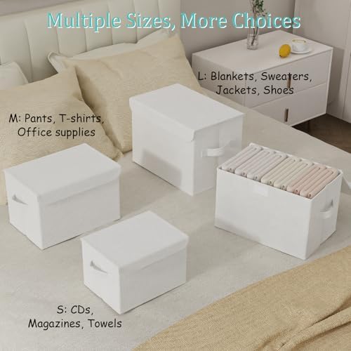Storage Bins with Lids for Organizing, 4 Pack, White, 15x9.8x9.8 In - Image 4