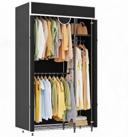 Metal Wardrobe Rack 720LBS Portable Closet Organizer with Cover by Unknown
