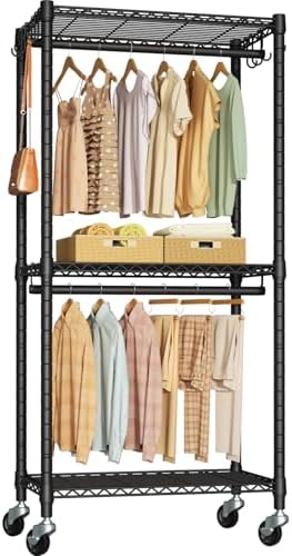 FUTASSI Rolling Clothes Rack, Clothing Racks for Hanging Clothes, Black by FUTASSI