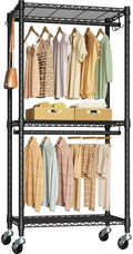 FUTASSI Rolling Clothes Rack, Clothing Racks for Hanging Clothes, Black by FUTASSI