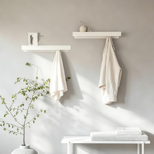 Coat Rack Wall Mount, 2-in-1 Wall Floating Shelf with 6 Hidden Coat Hooks by Unknown