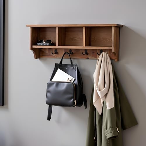 Alaterre Furniture Revive Wall Mounted Coat Rack, Natural, 36”x9”x14” - Image 5