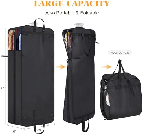Univivi Garment Bag for Moving, Heavy Duty Suit Bag, 60 Inch, Set of 2 - Image 2