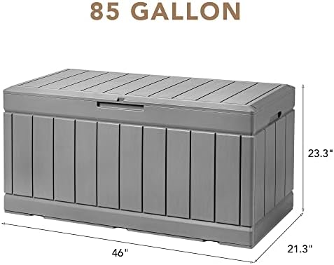 Devoko 85 Gallon Deck Box Lockable Resin Outdoor Storage Box waterproof Outdoor Container for Patio Furniture Cushions, Pillow (Grey) - Image 7