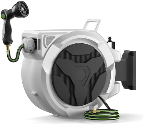 100ft Retractable Garden Hose Reel 1/2" with 10-Function Nozzle by Smarttechluckyyou