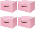 ANMINY Fabric Storage Box Bins with Lids, Pink, 13"x9"x7.9", 4 Pack by ANMINY