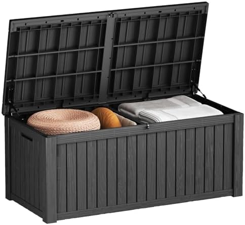 LAUSAINT HOME 260 Gallon Resin Deck Box, Outdoor Toy Storage Box, Package Delivery Box with Lockable Lid, Waterproof Outdoor Storage Box For Garden Tools, Patio Cushions(260 Gallon,Black) by LAUSAINTHOME