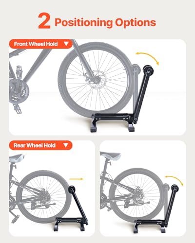 VEVOR Bike Racks 2 Pack, Fits 20 to 27 Inch Mountain & Road Bikes, Alloy Steel Rust-Resistant Bike Floor Stand Rack, Foldable Bicycle Stand for Entryway, Garage, Home Bikes Parking & Storage, Black - Image 3