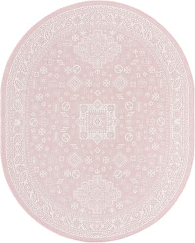 Rugs.com - Outdoor Aztec Rug – 7' 10 x 10' Oval Pink Washable Indoor/Outdoor Rug – Flatweave Tribal Design for Patios, Decks, and Porches - Image 3