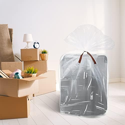 50 Pcs Large Clear Plastic Storage Bags 40 x 60 In Jumbo Plastic Furniture Cover Dustproof Moving Bags Moistureproof Suitcase Storage Bags for Luggage Comforter Chair Bike, 2 Mil, Ribbon Included - Image 5
