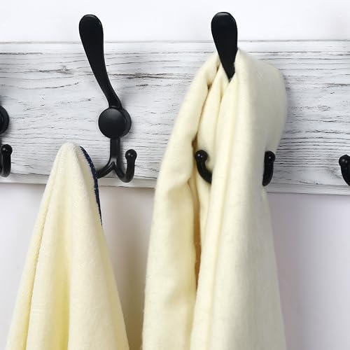 Dseap Coat Rack Wall - Heavy-Duty 38-1/4" Long, with Reinforced 10 Custom Tri-Hooks, Solid Wood Wall Hanger for Coats Hat Jackets - Rustic Farmhouse Entryway Storage, White & Black, Pack of 2 - Image 7