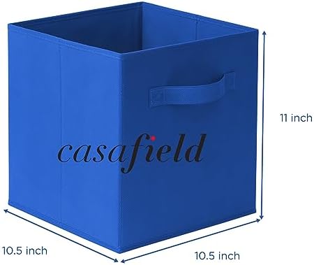 Casafield Set of 12 Collapsible Fabric Cube Storage Bins, Royal Blue - 11" Foldable Cloth Baskets for Shelves, Cubby Organizers & More - Image 7