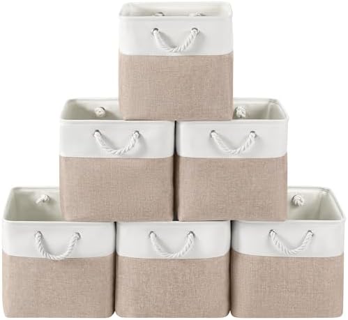 13x13 Inch Foldable Fabric Cube Storage Bins with Handles 6 Pack by VQRTEXAStorageBasket