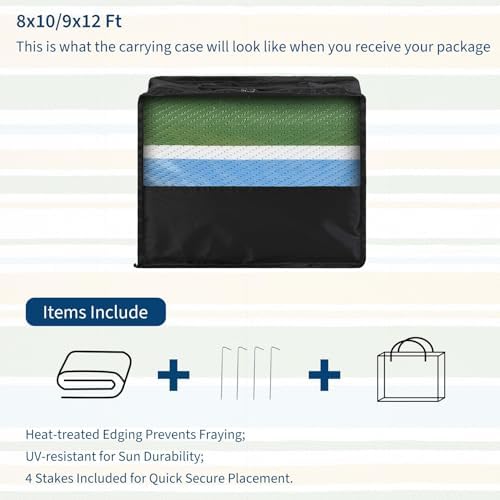Garvee 8x10 Outdoor Rug Modern Striped Lines Plastic Straw Rug Yellow Blue - Image 4