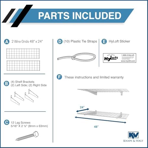 Hyloft 00630 2-Pack Heavy Duty Steel Wall Garage Shelving, 48-Inch X 24-Inch Wall Mounted Shelves for Garage Storage, Low-Profile Brackets, Max Shelf Load 150 Pounds, White Powder Coated Finish - Image 7