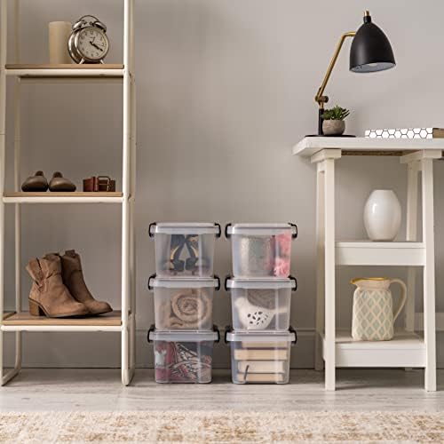 IRIS USA 6-Pack 6 Qt Storage Bins with Gasket Lids, Clear/Black - Image 4
