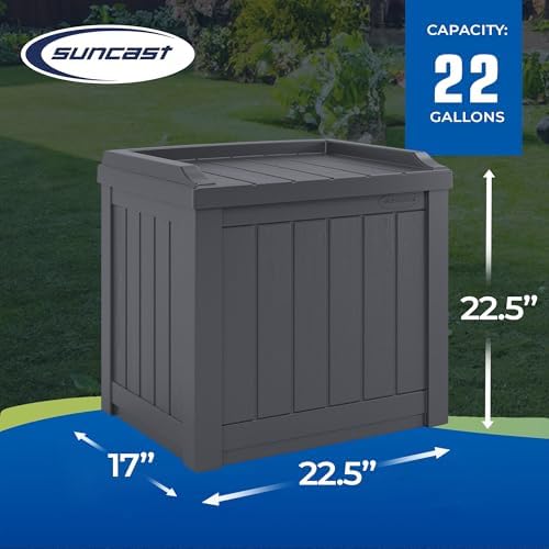 Suncast 2 Pack Small Deck Box Storage w/Bench Seat for Indoor & Outdoor Use, 22 Gal., Cyberspace - Image 3