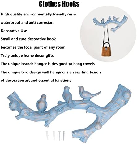 Birds On Branch Hanger Rack, Birds On Tree Branch Decor Wall Mounted Coat Rack with Hooks Decorative Wall Mount Keys Bags Rack for Keys Towels(S) - Image 4