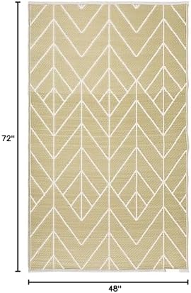 Fab Habitat Outdoor Rug - Waterproof, Fade Resistant, Crease-Free - Premium Recycled Plastic - Art Deco Geometric - Patio, Deck, Porch, Balcony, Laundry Room - Sydney - Gold & Cream - 4 x 6 ft - Image 2