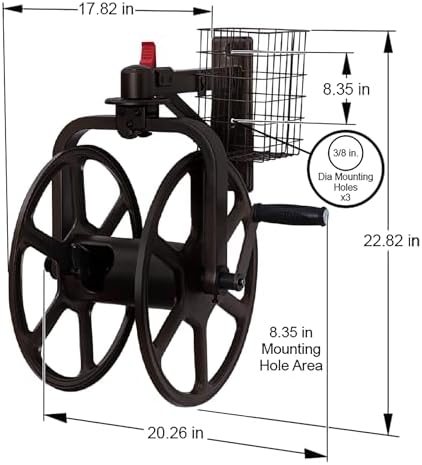 Liberty Garden Single Arm Navigator Hose Reel with Pull Up Latch, Black - Image 3