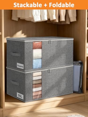 90L Structured King Size Comforter Storage Bag, 2 Pack Blanket Organizer - Image 4