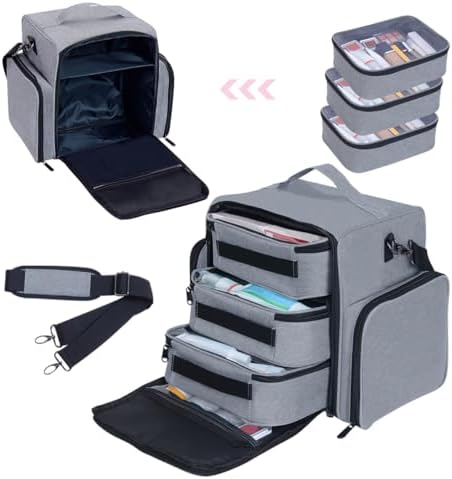 Large Makeup Bag Organizer with 3 Inner Removable Pouches,Grey - Image 6
